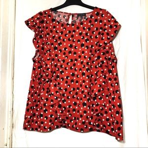 The Limited red with black and white polka dot top